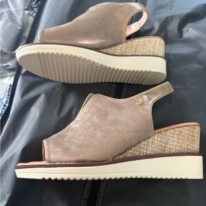 Metallic Tan Wedge Sandals brand Copenhagen Europe
